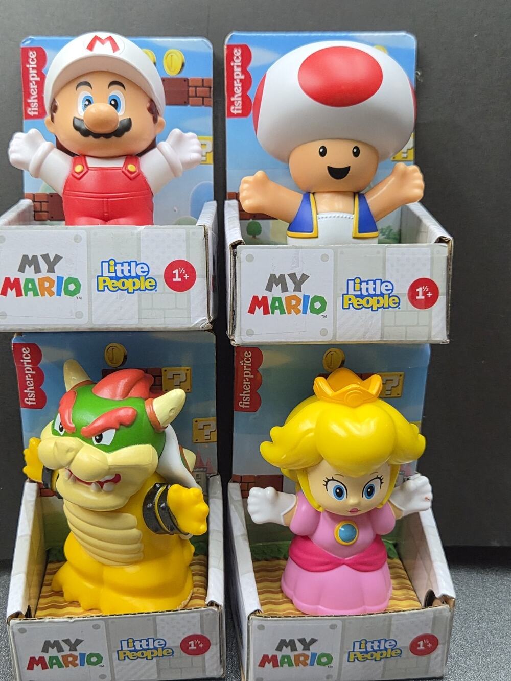 Fisher Price Little People My Mario Figure Lot 4 Mario Peach Bowser Toad